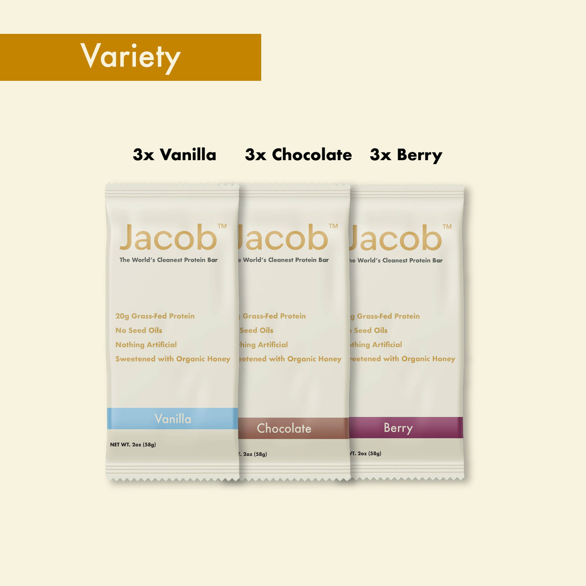 Jacob Protein Bar Grass-Fed Organic Protein Snack Bar
