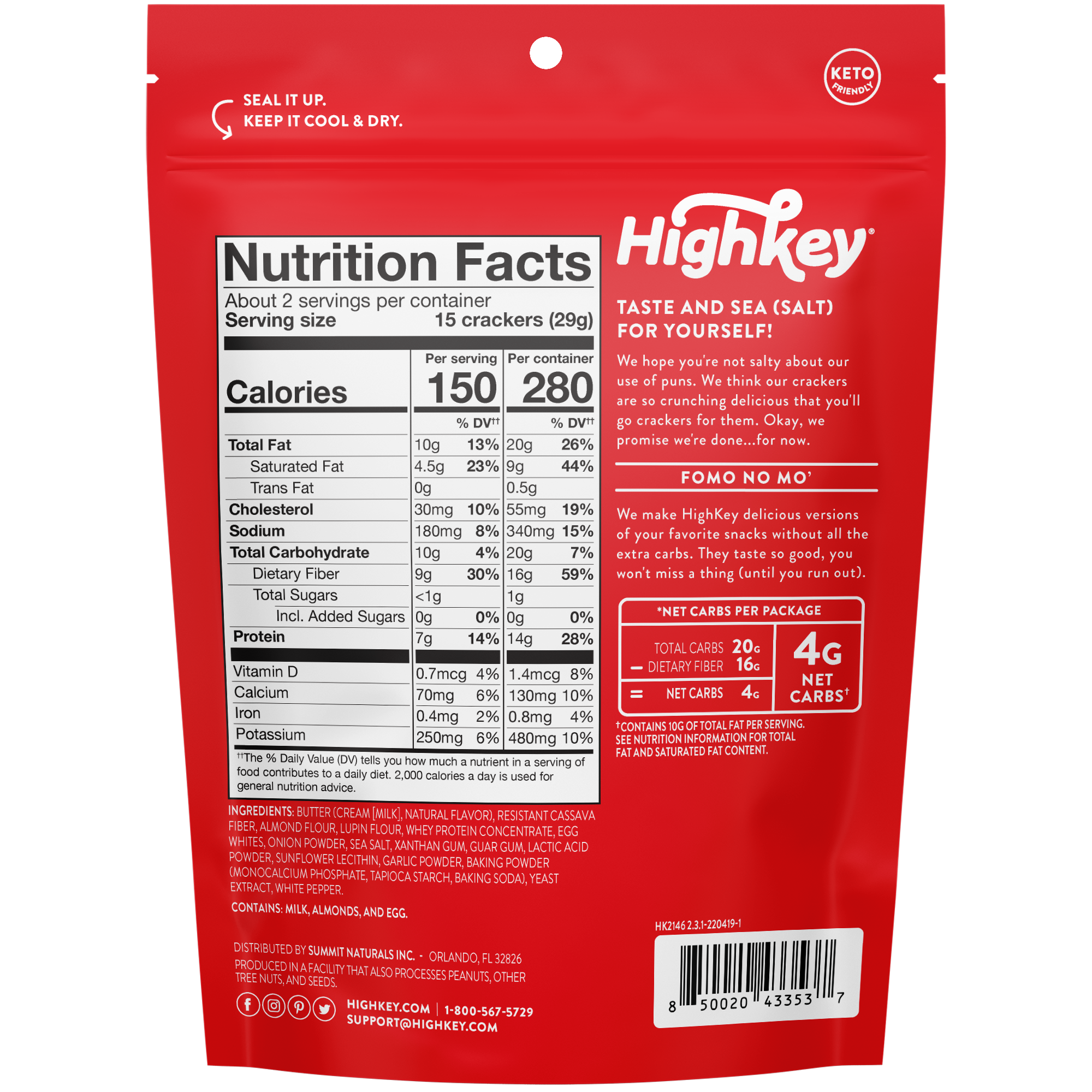Highkey Almond Flour Crackers: Sea Salt