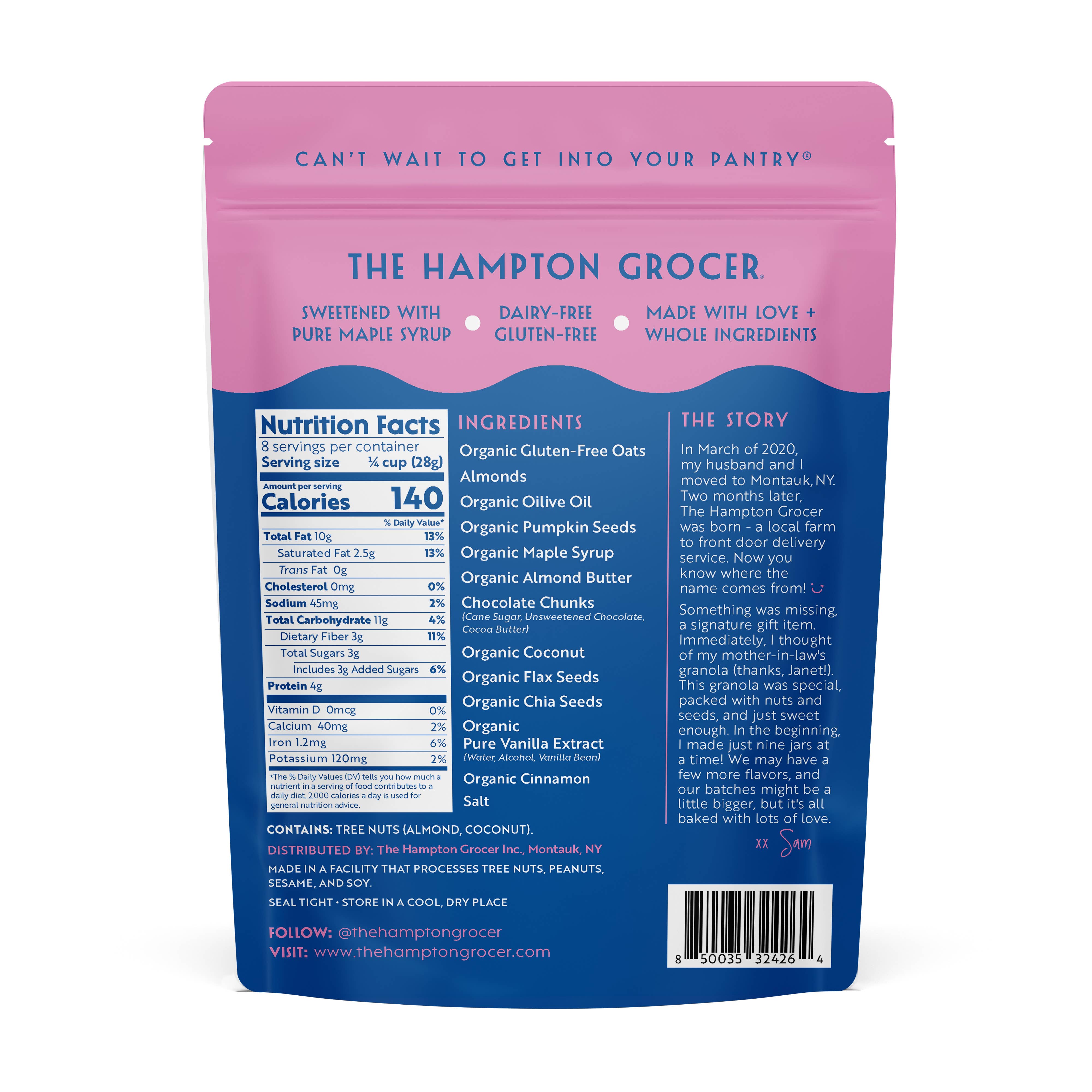 The Hampton Grocer Almond Butter + Chocolate Chunk Granola
