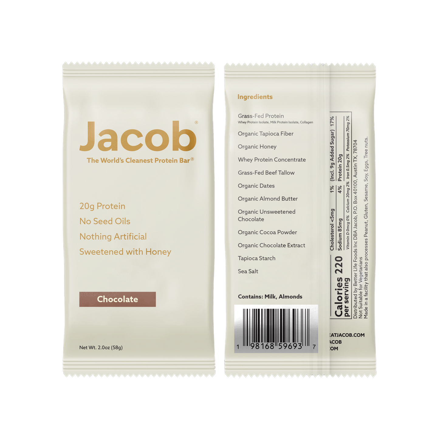 Jacob Protein Bar Grass-Fed Organic Protein Snack Bar