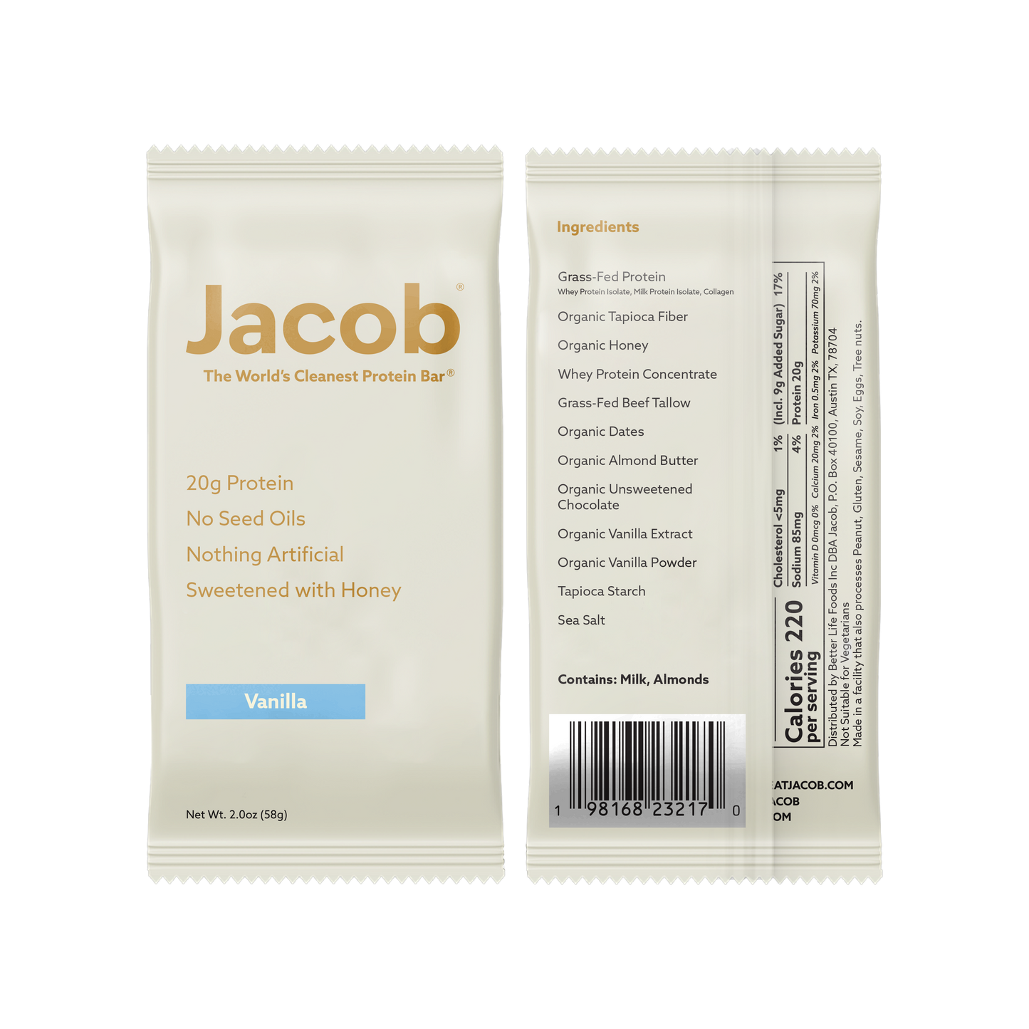 Jacob Protein Bar Grass-Fed Organic Protein Snack Bar