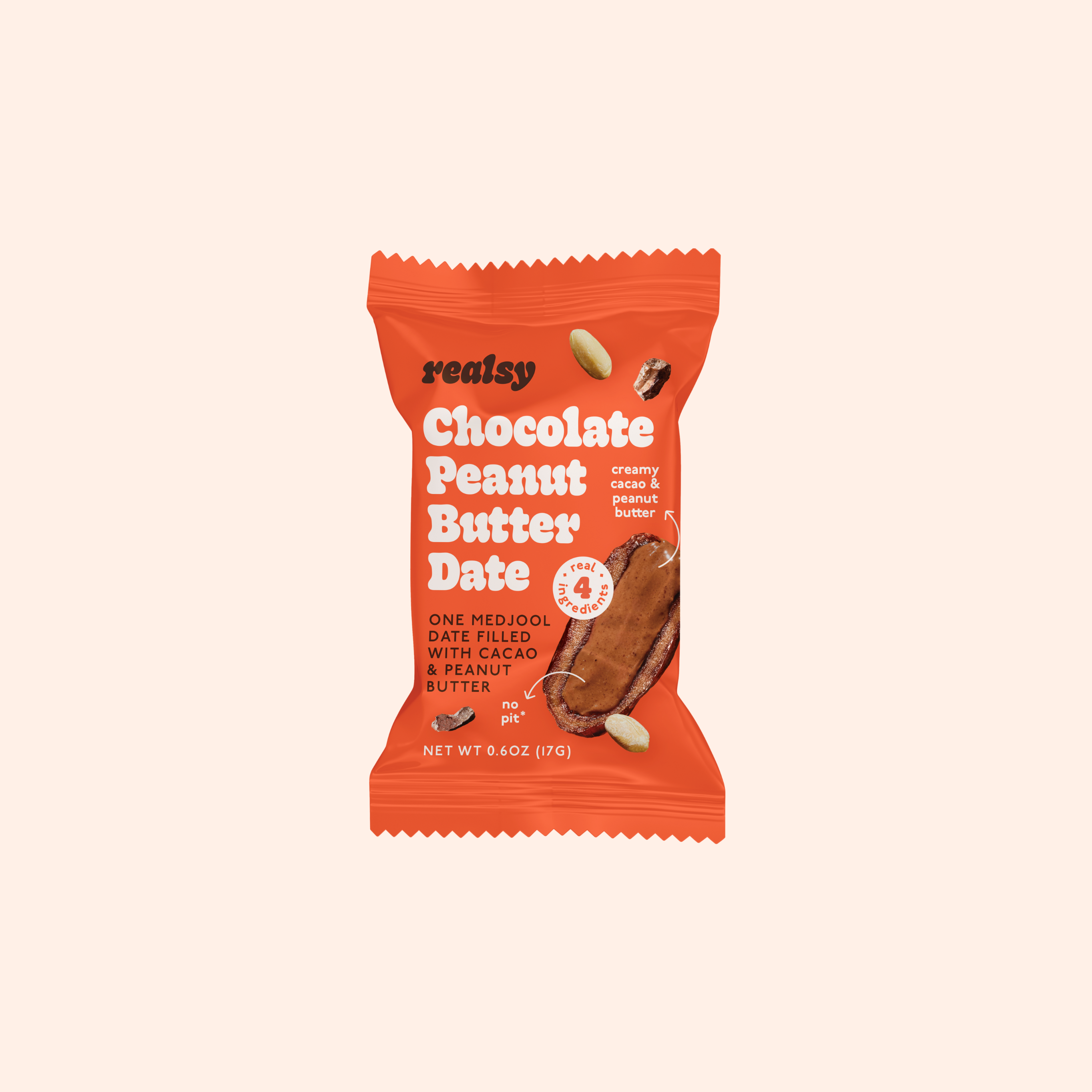Realsy Chocolate Peanut Butter Dates Individually Wrapped