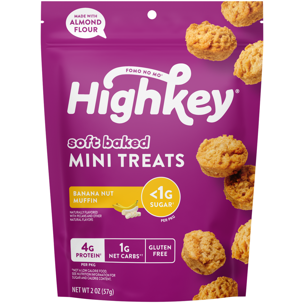 Highkey Soft Baked Mini Treats: Banana Nut Muffin