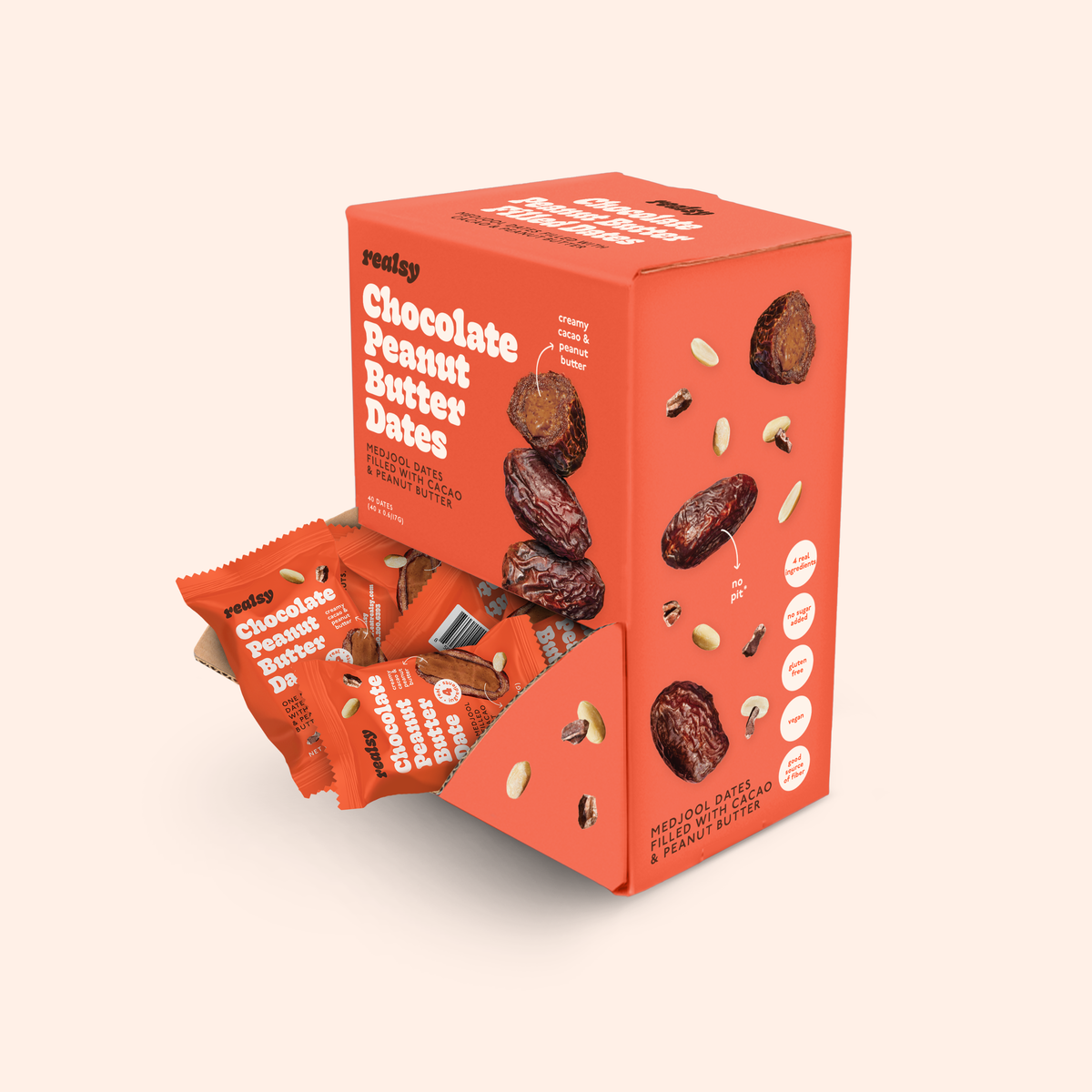 Realsy Chocolate Peanut Butter Dates Individually Wrapped