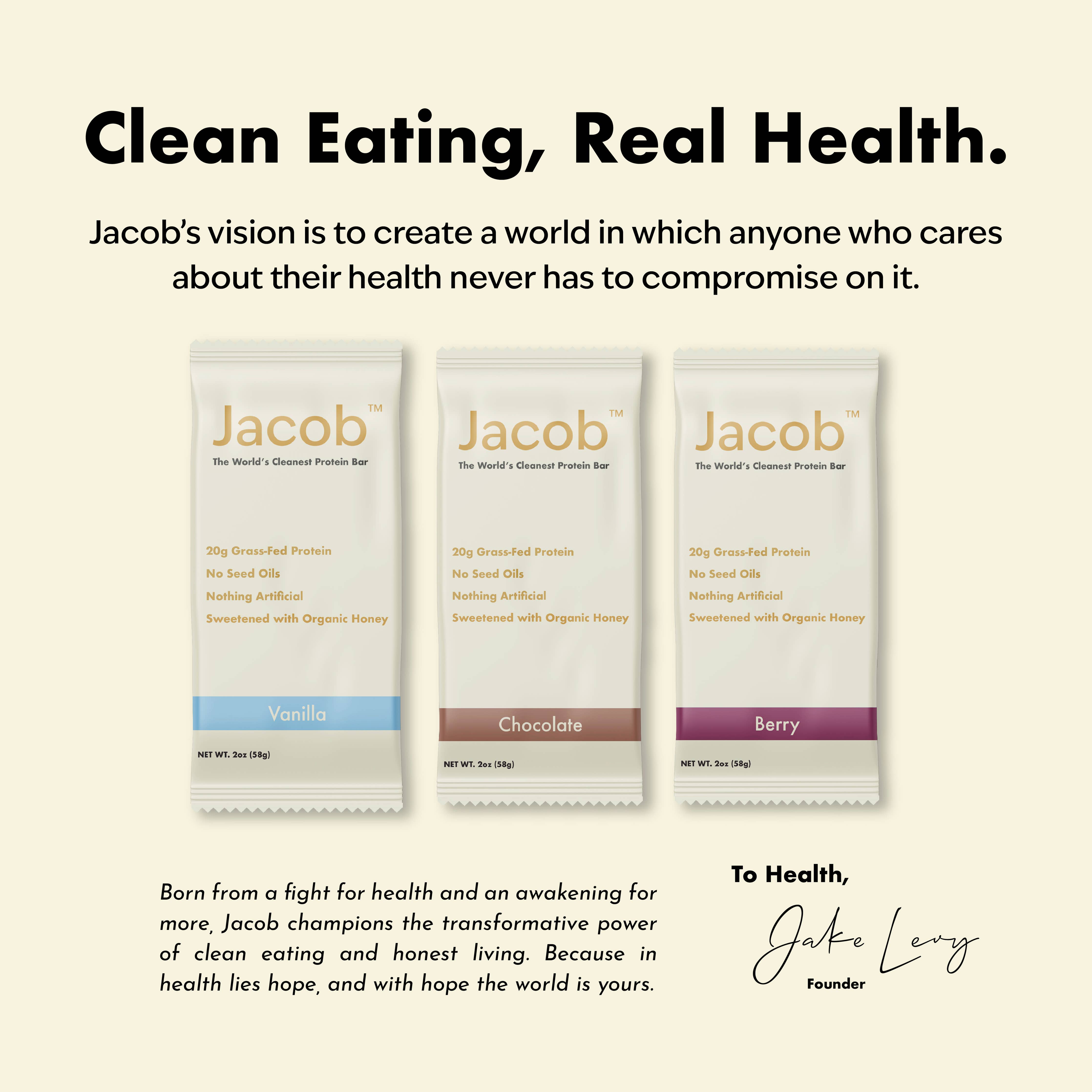 Jacob Protein Bar Grass-Fed Organic Protein Snack Bar
