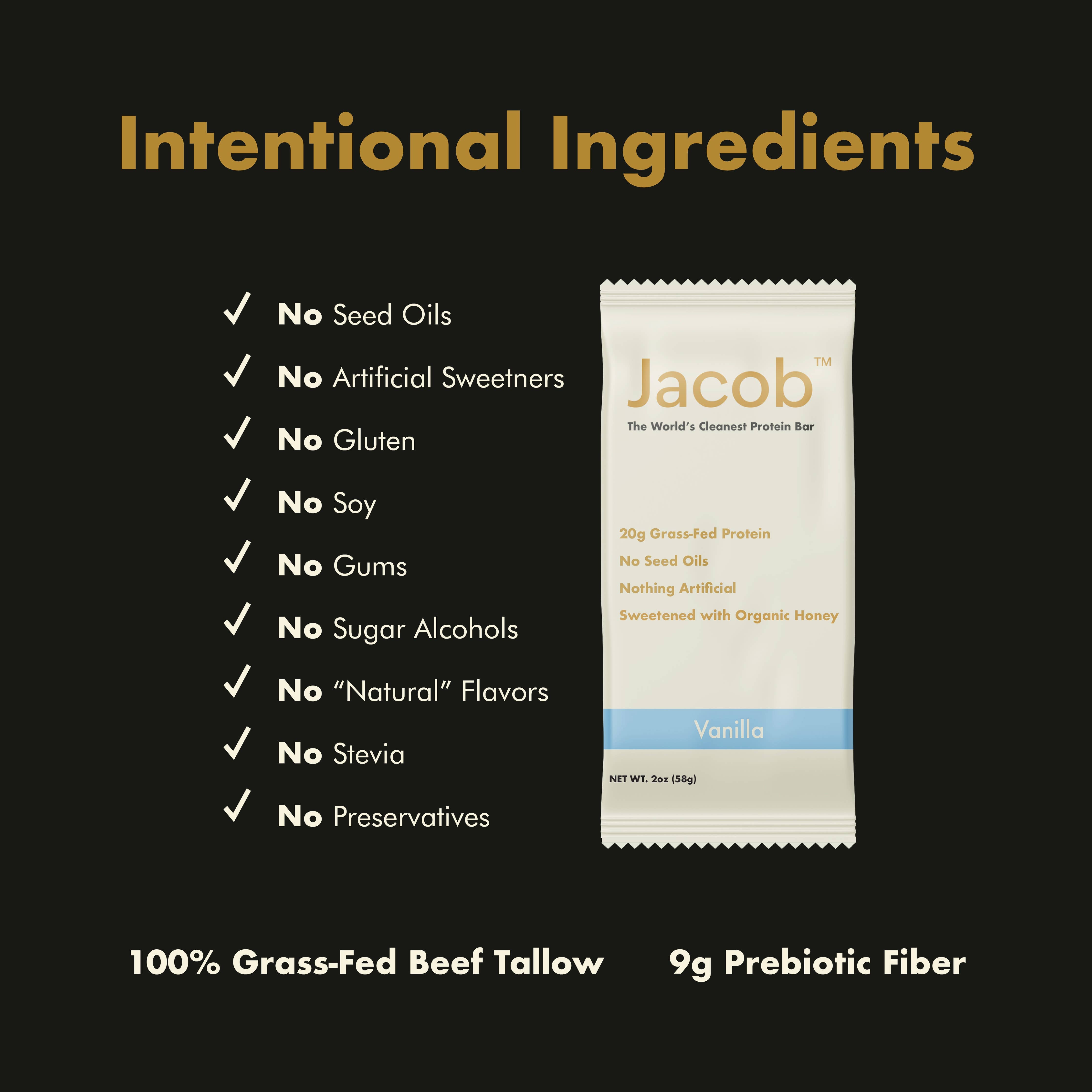 Jacob Protein Bar Grass-Fed Organic Protein Snack Bar